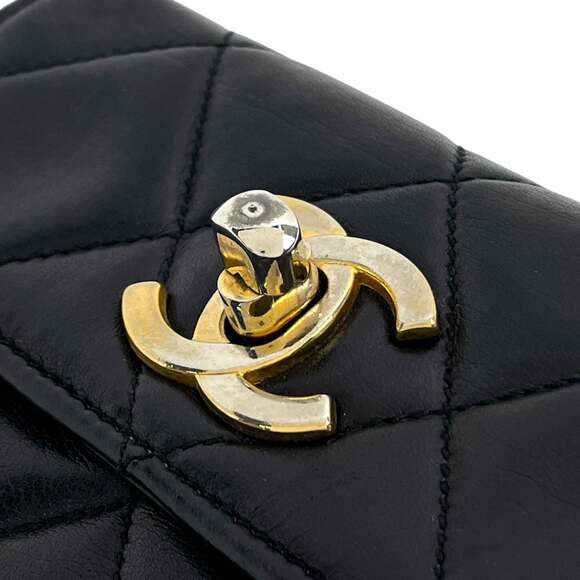 CHANEL Coco Mark Waist Bag, Matelasse Pouch, Body Leather, Black, Women's - Picture 6 of 10